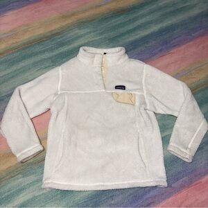 Patagonia snap fleece white  pullover kids size S  - 7/8 -